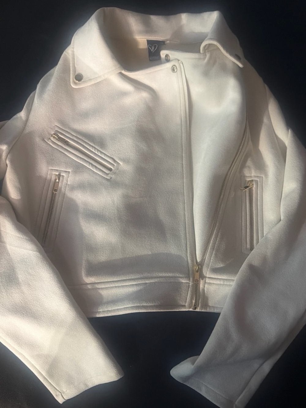 Windsor Cream Cropped Moto Jacket